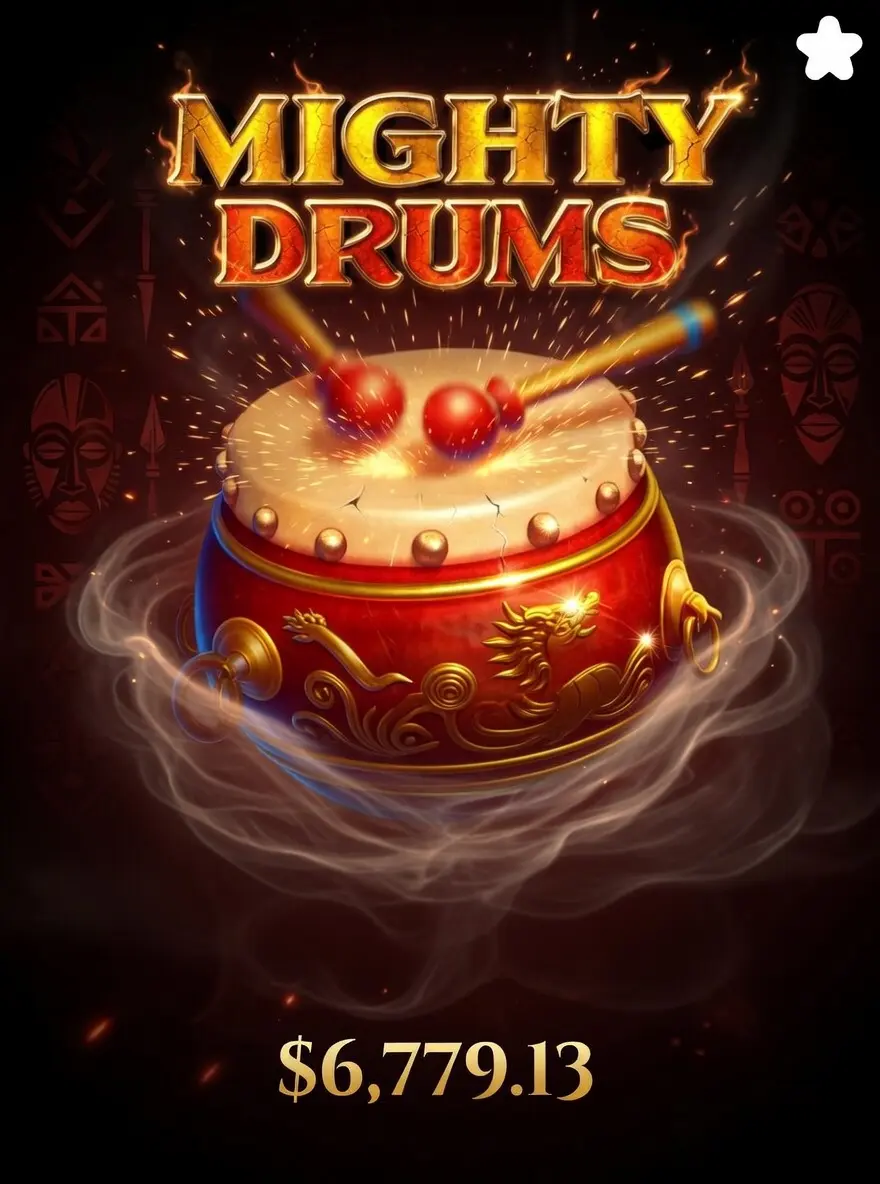 Mighty Drums casino slot big jackpot $6779