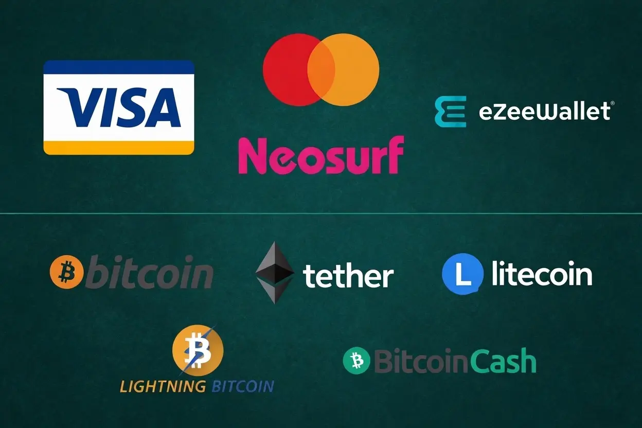 Crypto and card deposit options grid